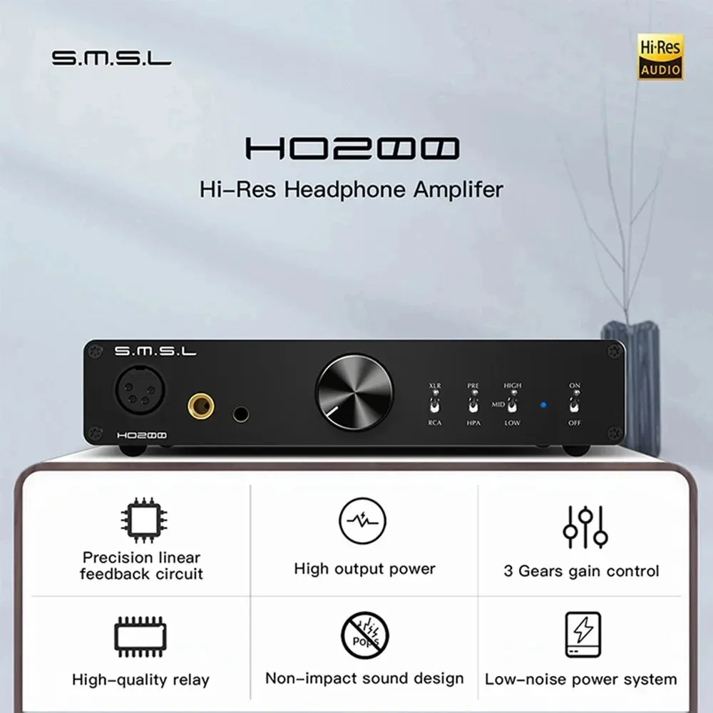 

SMSL HO200 Hi-Res Headphone AMP 16ohm 6W/32ohm 3W RCA PRE Output Hi-End Pre-Amp XLR Balanced Unbalanced Input Earphone Amplifier