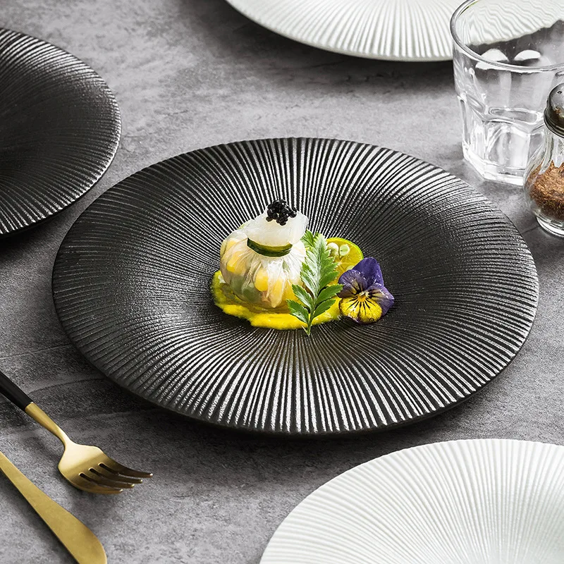 Western food plate light luxury steak haute cuisine creative flat shallow plate exquisite design sense home restaurant