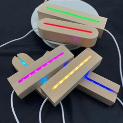 NEW 5mm Wood Acrylic Display Stand with Led Lights Rectangle Oval USB Powered Warm White RGB Base for Custom Acrylic Night Lamps