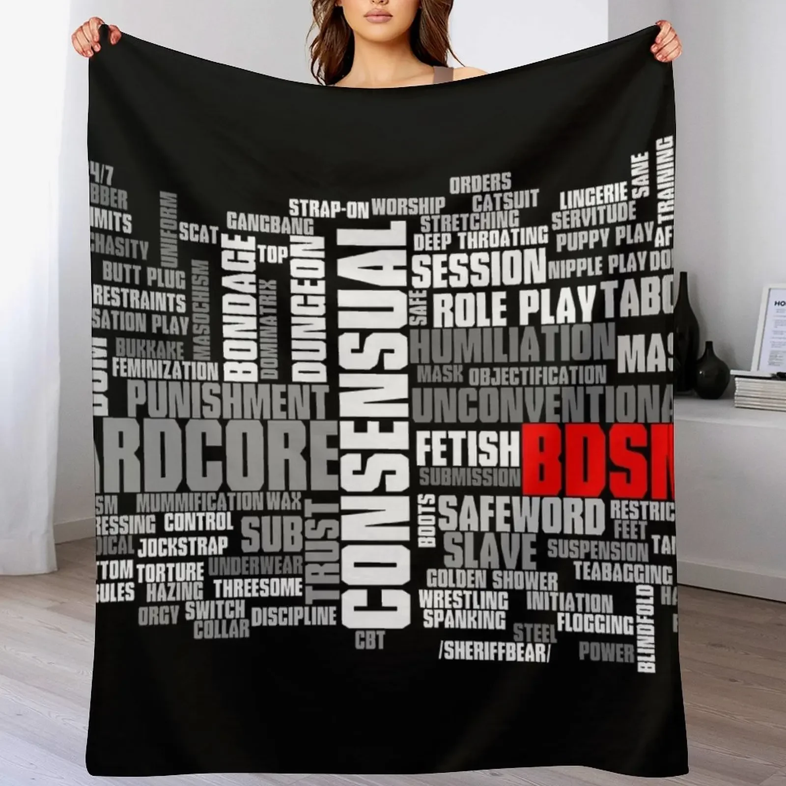 BDSM words cloud Throw Blanket Easy Care Comfortable Blanket for Couch