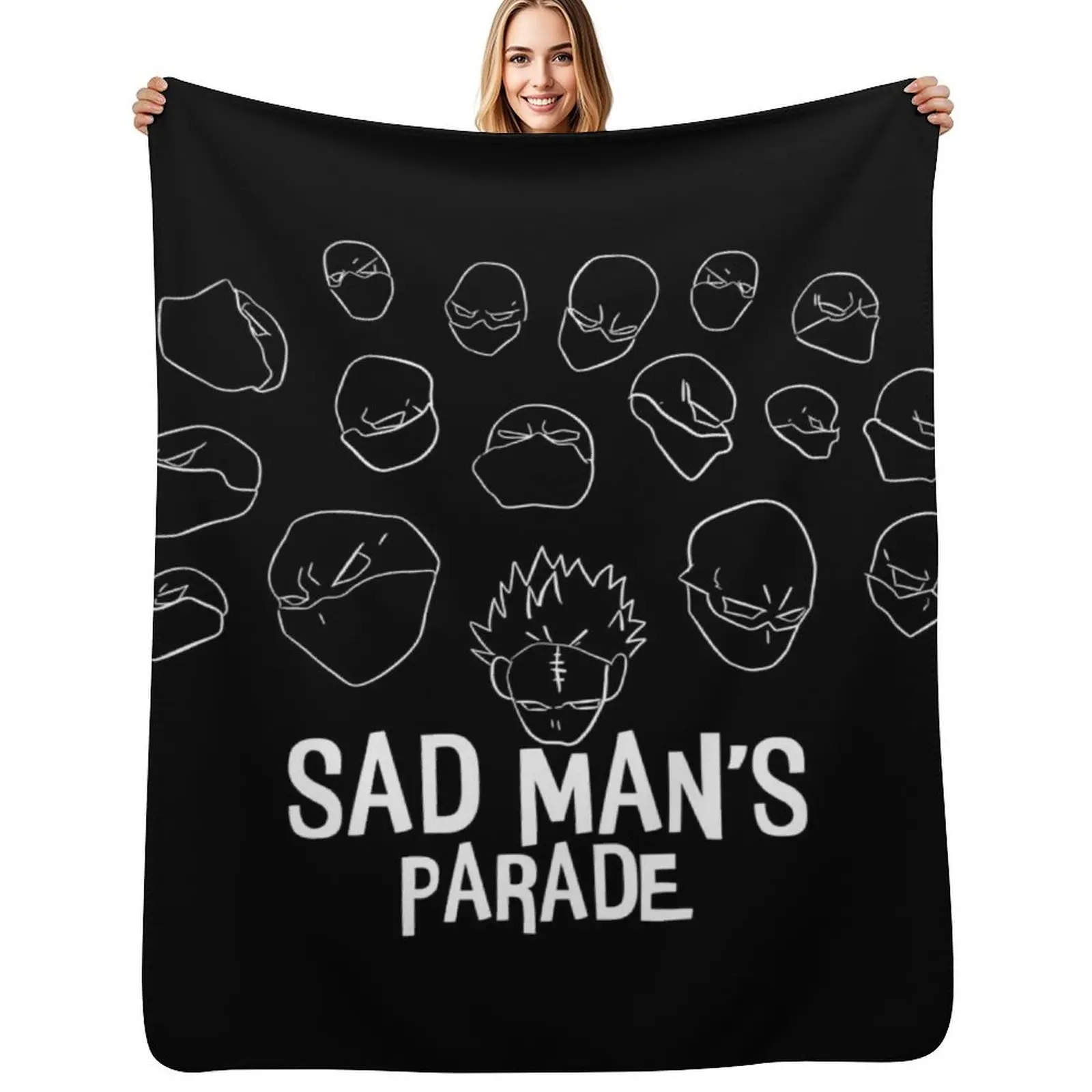 

mha jin bubaigawara twice quirk skill sad man's parade - season 5 episode 22 - black Throw Blanket Geometric pattern blanket
