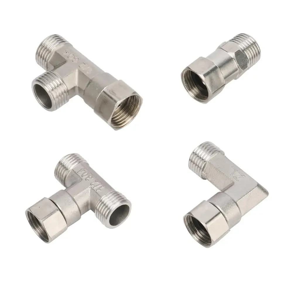 1/2 inch BSP threaded stainless steel plumbing fittings including tee elbow straight plug and reducing coupler for garden irriga