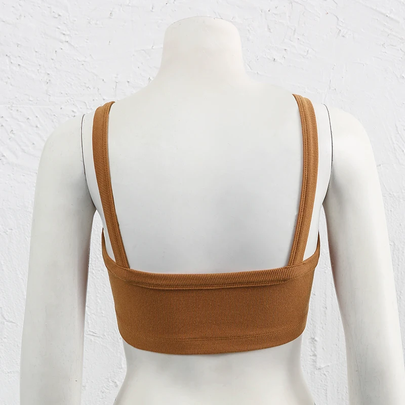 Gestrickte Baumwolle Frauen Rohr Top Stretchy Rippen Ärmellose Streetwear Schlank Weiß Crop Tops Sexy Sommer Tops Cami Femme – Detail 14