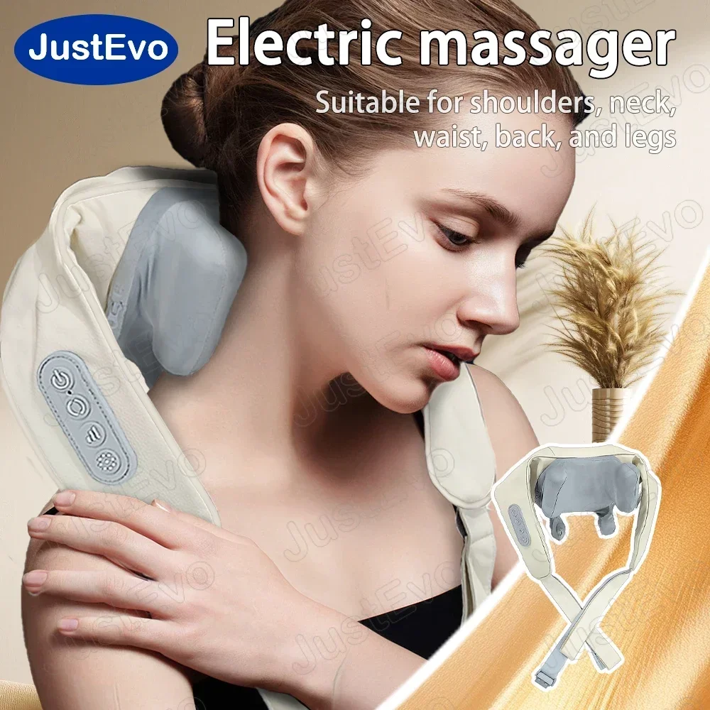Justevo Wireless Electric Massage Shawl Multi-Functional Human-Like Kneading Massager for Relaxation Perfect Holiday Gift