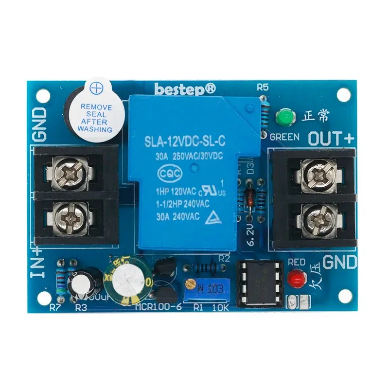 Universal 12V Battery Protection Board with Delay Anti-over-discharge Controller Low Voltage with LED Indicator Light