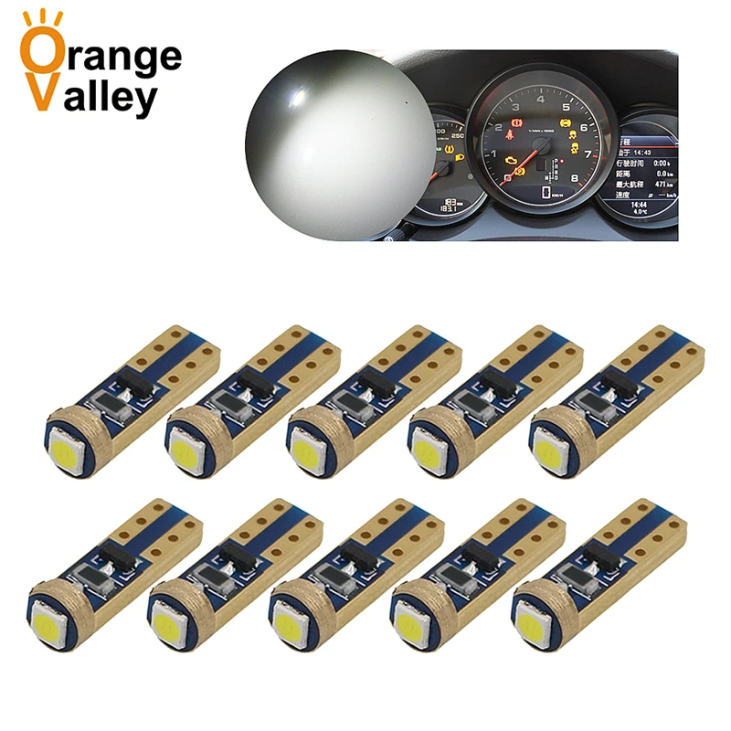 10Pcs T5 3030 SMD W1.2W 73 74 1 LEDs Car Wedge Instrument Panel Speedometer Tacho Gauge Cluster Lamp Dash LED Bulbs Light