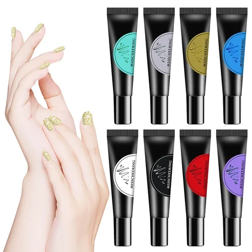 Botella de 12 colores, 8ml, esmalte de Gel estampado, negro, blanco, dorado, plata, estampado de uñas, esmalte de impresión en Gel, barniz de Gel en remojo YZL9