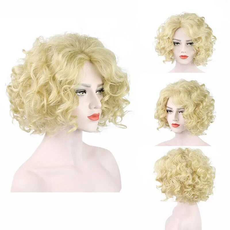 New Fashion Ladies Blonde Curly Women Daily Half Headband Cosplay Wig