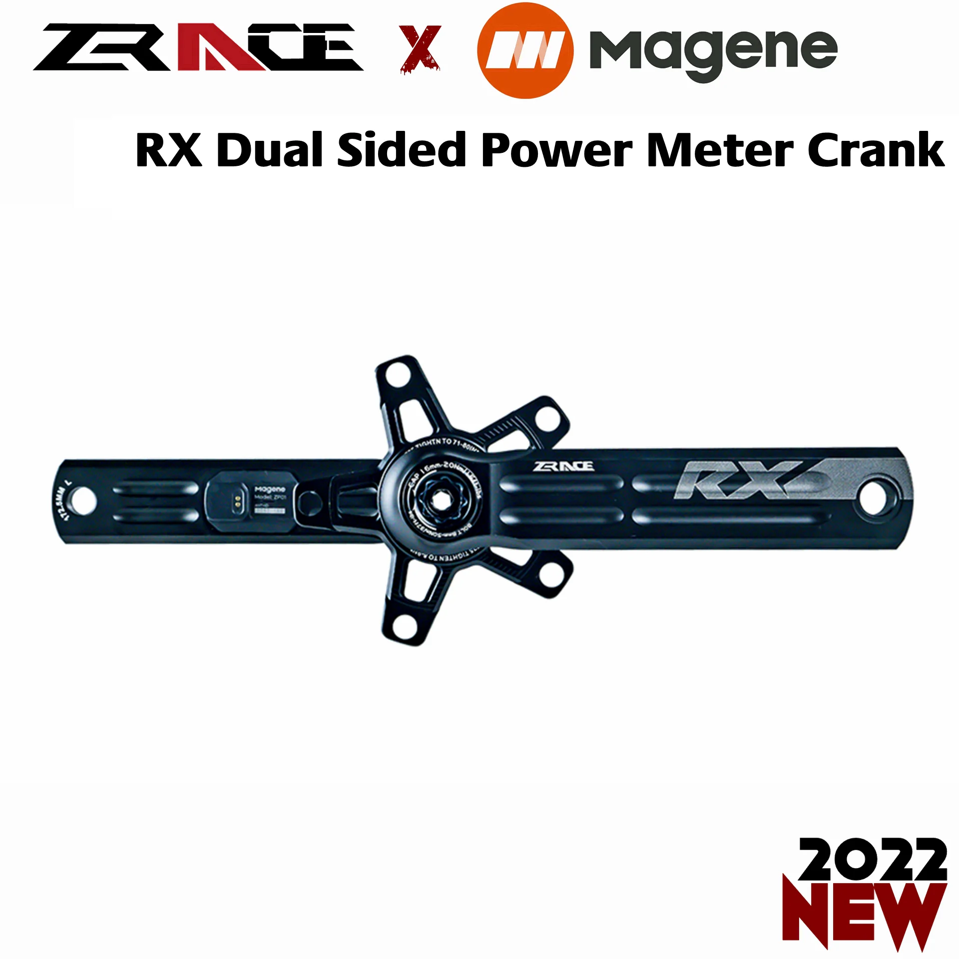 ZRACE x MAGENE RX Dual-Side Power Meter Crank, 1/2 x 10/11/12 Speed, 165mm/170mm/172.5mm/175mm,Dual Sided Power Meter Crank