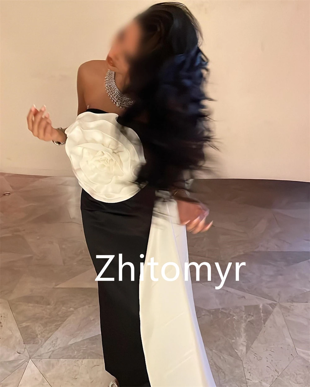 Ball Fashion High Quality Strapless Sheath Cocktail Dresses Flower Anke Length Hugging Skirts Charmeuse Prom فساتين السهرة