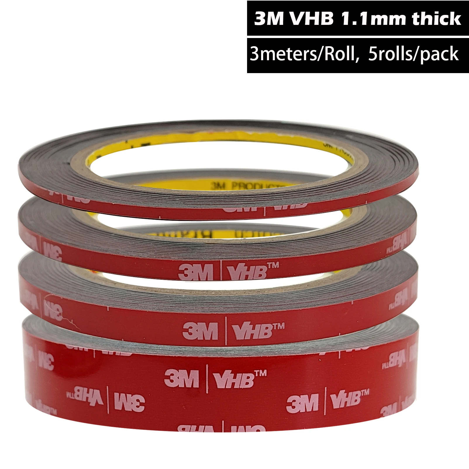 3M VHB 5952 Zwart Heavy Duty montagetape Dubbelzijdig klevend acrylschuim voor auto-onderdelen die veel wordt gebruikt 3/5/8/10/20 mm x 3 M x 1,1 mm