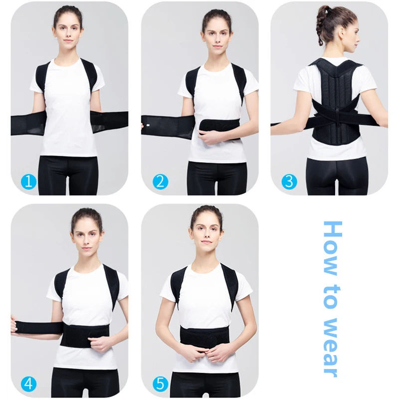 Adjustable Posture Corrector Corrective Therapy Corset Full Back Shoulder Brace Belt Lumbar Support Straight with Plate Auldut