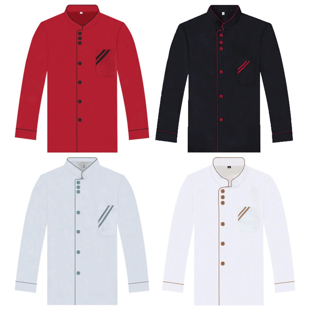 

Long-sleeved Work Clothes Chef Shirts Men Chefs Food Restaurant White and Women