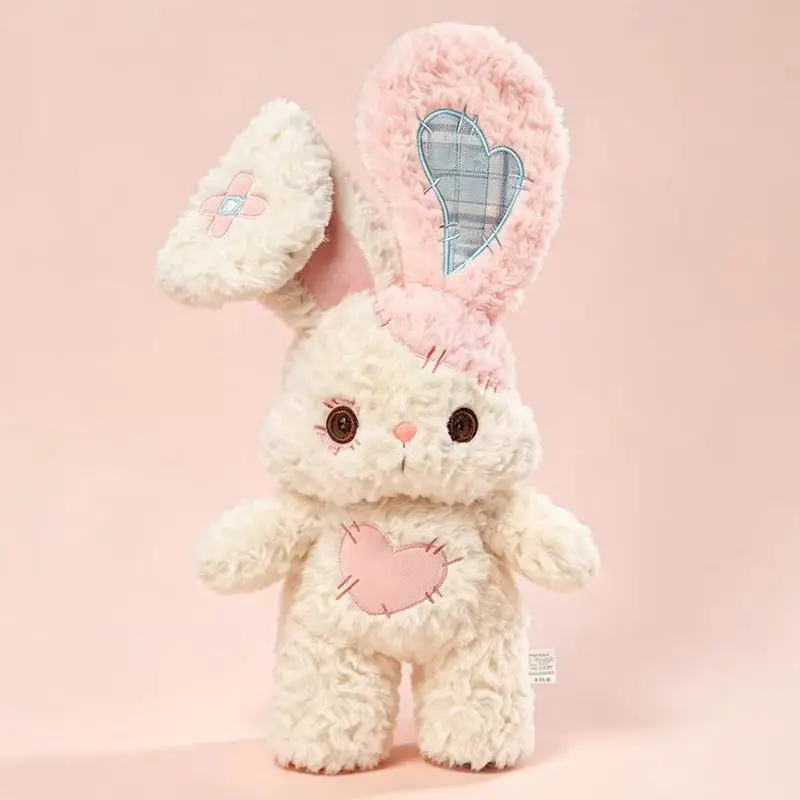 Latest Button Patch Rabbit Doll Kawaii Stuffed Plush Toy Handmade Doll Cartoon Anime Cute Gift Doll Halloween Christmas