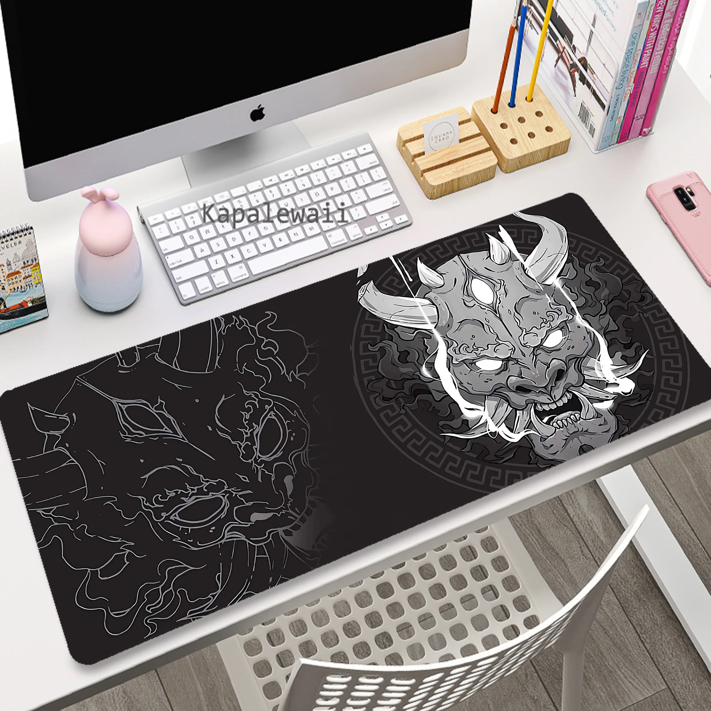 

Japanese Oni Cool Individuality Pc Game Mousepad Large Mouse Pad XXL Gamer Mouse Mat Office Table Carpet Gaming Mats 900x400mm