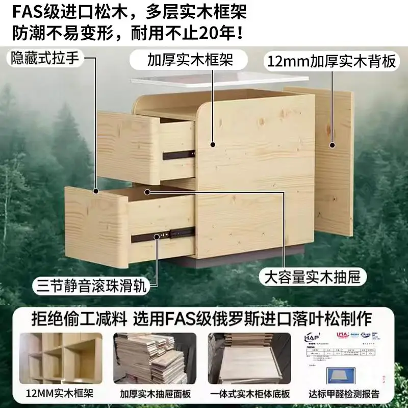 جميع غرف النوم الصغيرة المصنوعة من الخشب الصلب، تركيب مجاني، طاولة بجانب السرير، غرفة النوم، خزانة بجانب السرير بسيطة وحديثة وضيقة للغاية