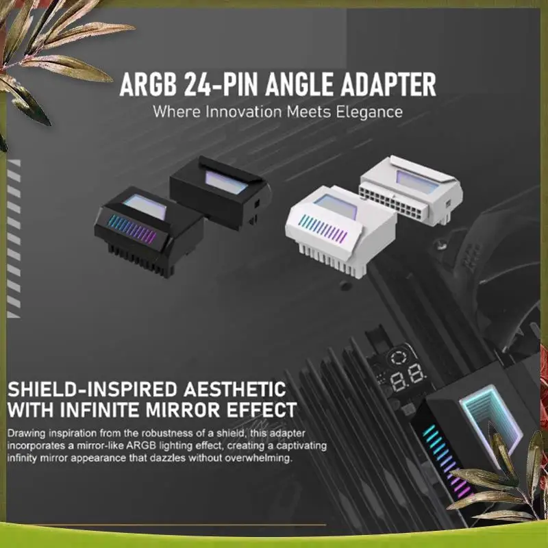 New-ATX 24Pin Adapter 180 Degree ARGB Adapter 5V Synchronization For Desktop PC Motherboard DIY Computer Accessories