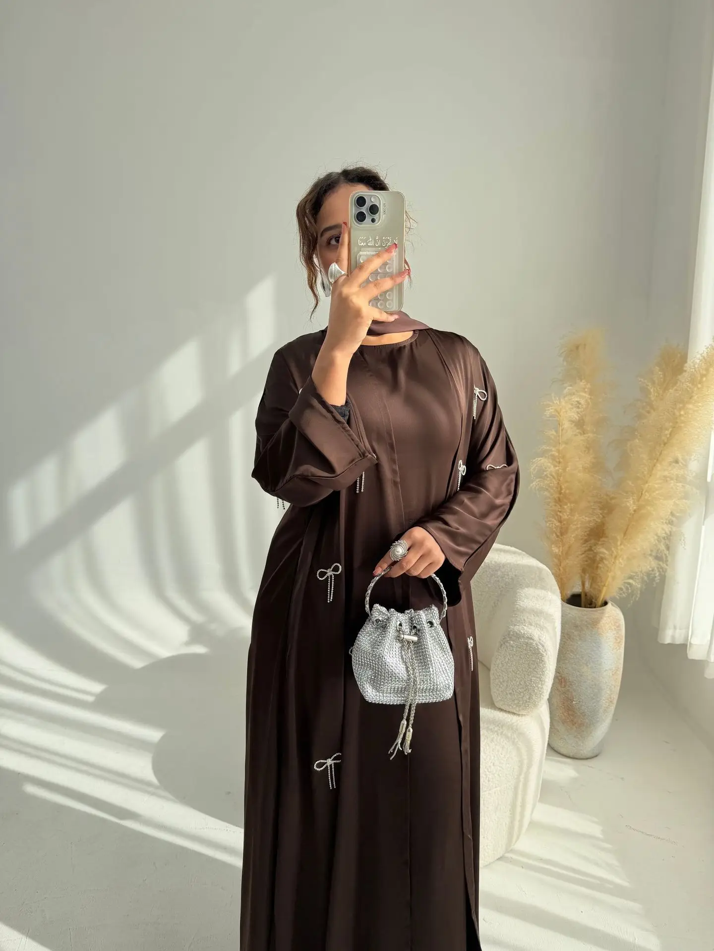 ชุดมุสลิมแบบเข้าชุดสำหรับผู้หญิงจากดูไบ ประดับคริสตัล อาบายะแบบเปิด คาร์ดิแกน ชุดเดรสซับใน อาบายะสไตล์ตุรกี คาฟตัน อิสลาม จาลาบียะ สำหรับงานปาร์ตี้ รุ่นใหม่