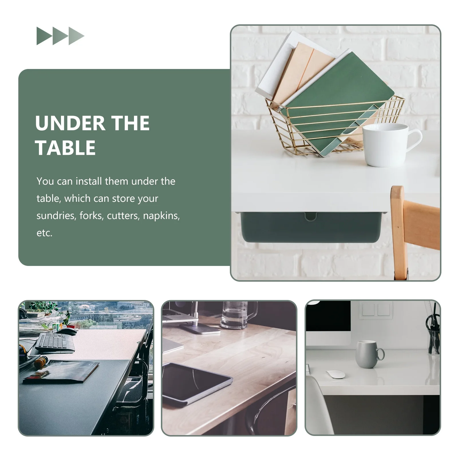 

1pc Adhesive Storage Container For Cables Pens Papers Hidden Drawer Organizer Under Desk Storage Holder Desk