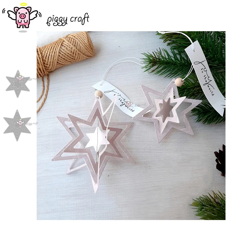 Piggy Craft Metal Cutting Dies, Cut Die Mold, 3D Star Tag Decoration, Scrapbook Paper Craft Knife, Blade Punch Stencils