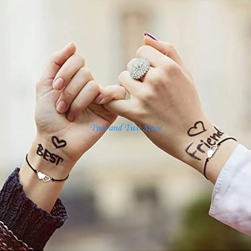 HX6F 2 Pieces Set Sisters Card Bracelet for Couples Sister Mom and Daughter