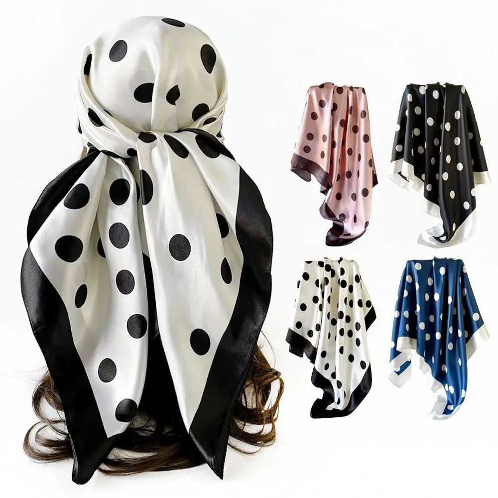 Simple Printed Dot Print Scarf Y2K Geometric Shape Small Square Scarf Headband Spicy Girls Hair Scarf Waist Scarf