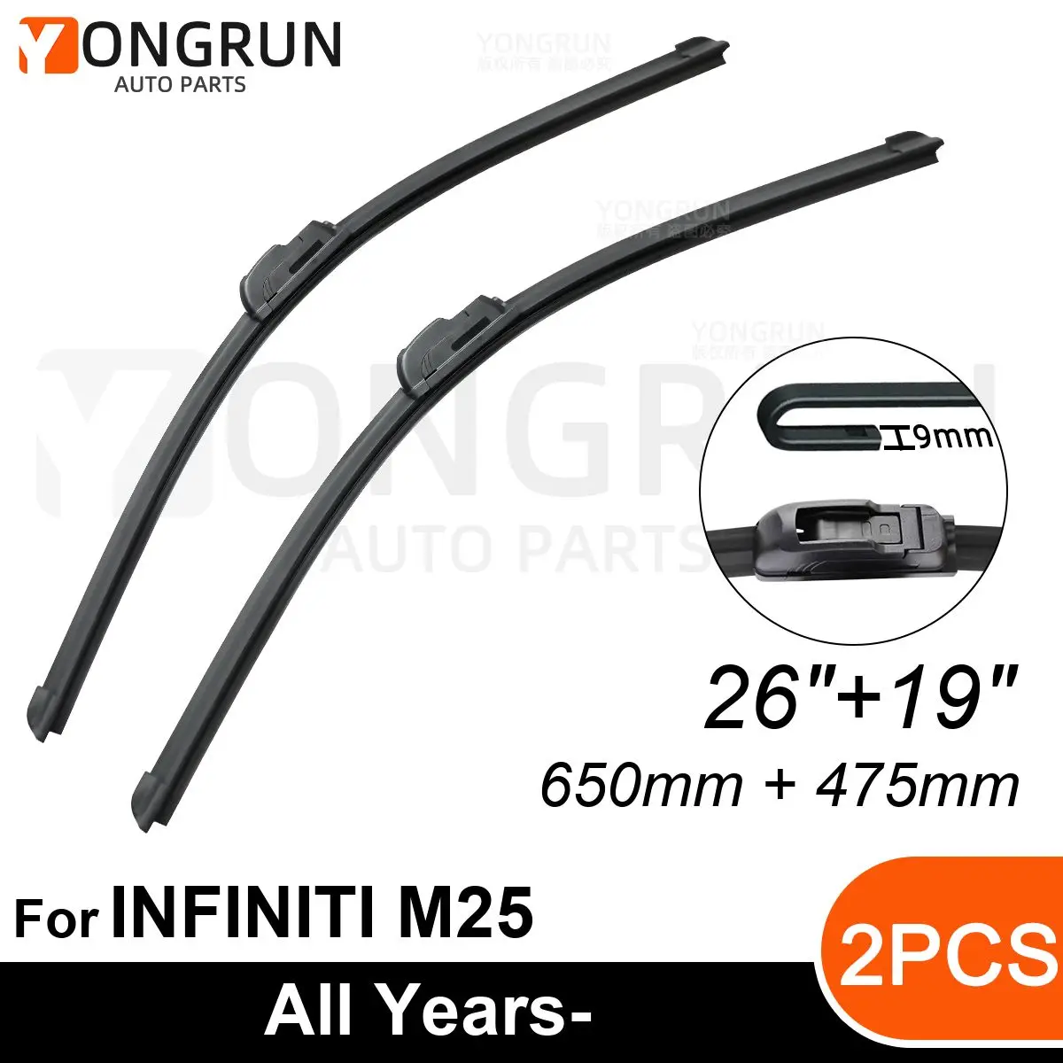 

Front Wipers For INFINITI M25 All Years- Wiper Blade Rubber 26"+19" Car Windshield Windscreen Accessories