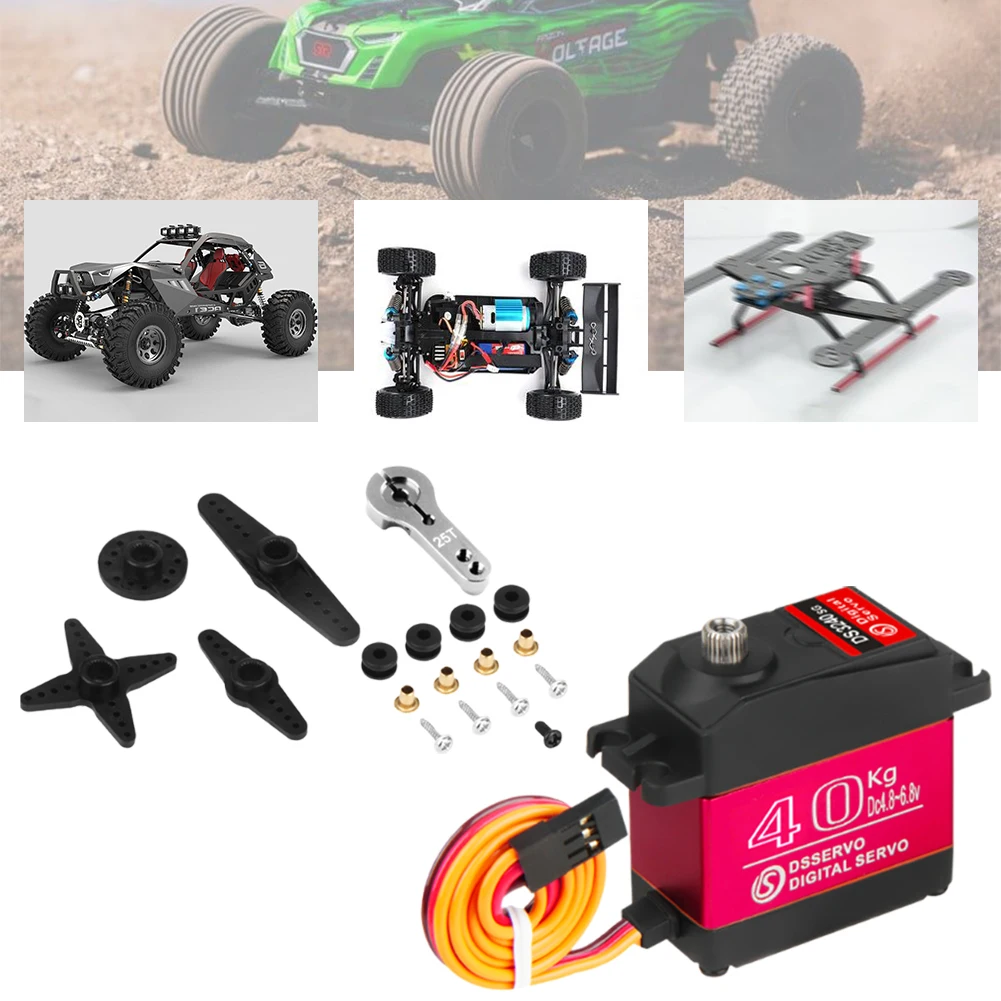 40KG RCカーサーボモーター防水フルメタルギアステアリングサーボモーター高トルク1/10 1/8 RCカーロボット用