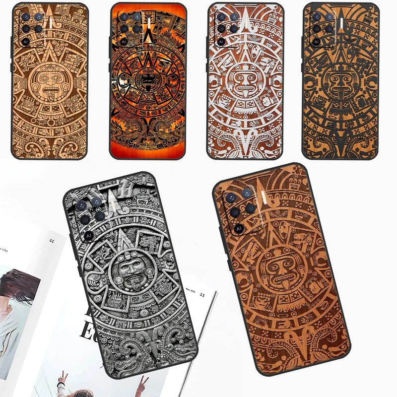 Mayan Calendar Wood Pattern For OPPO A17 A77 A79 A98 A78 A58 A5 A9 A53 A15 A96 A76 A16 A74 A94 A52 A72 A54 A57 S Case