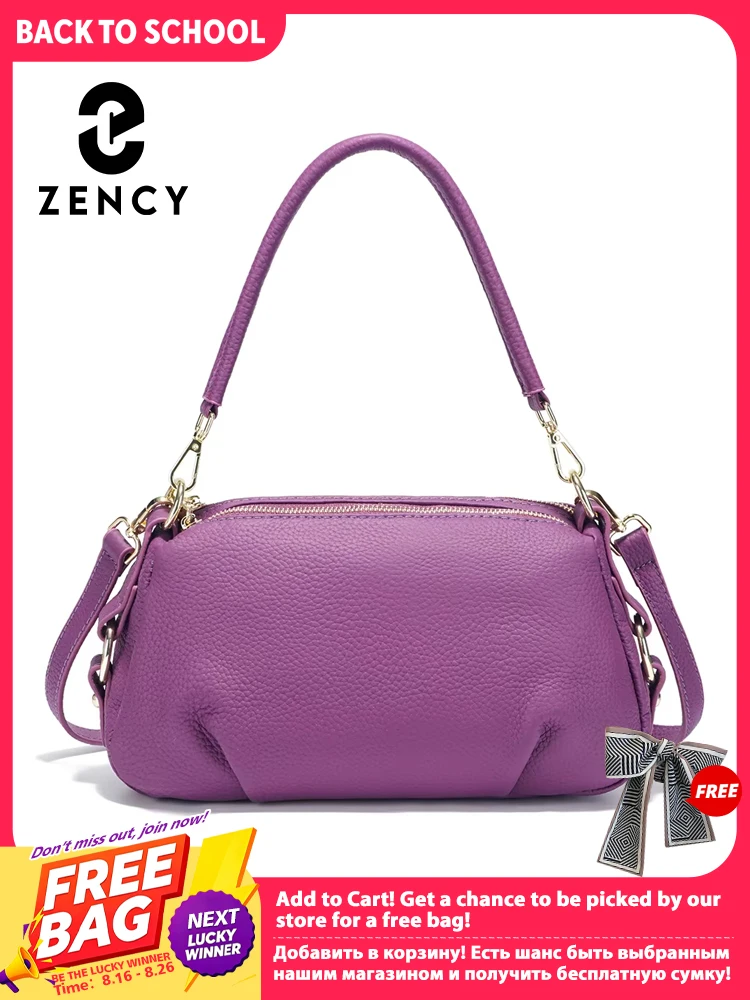Zency Damen Echtledertasche, schlichte, hochwertige kleine Kissen-Handtasche, Damen Schulter- und Umhängetasche aus Leder