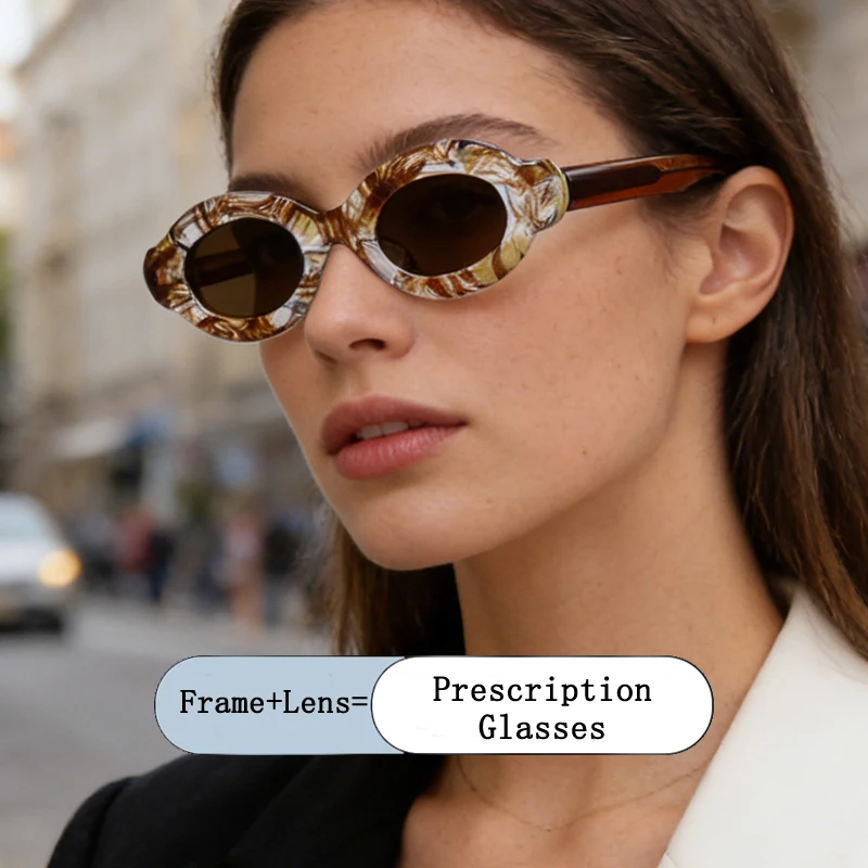 

Fashion Brand Vintage Ellipse Thick Frame Women Sunglasses Photochromic Anti Blue Ray Prescription Astigmatism Sunshade Eyewear