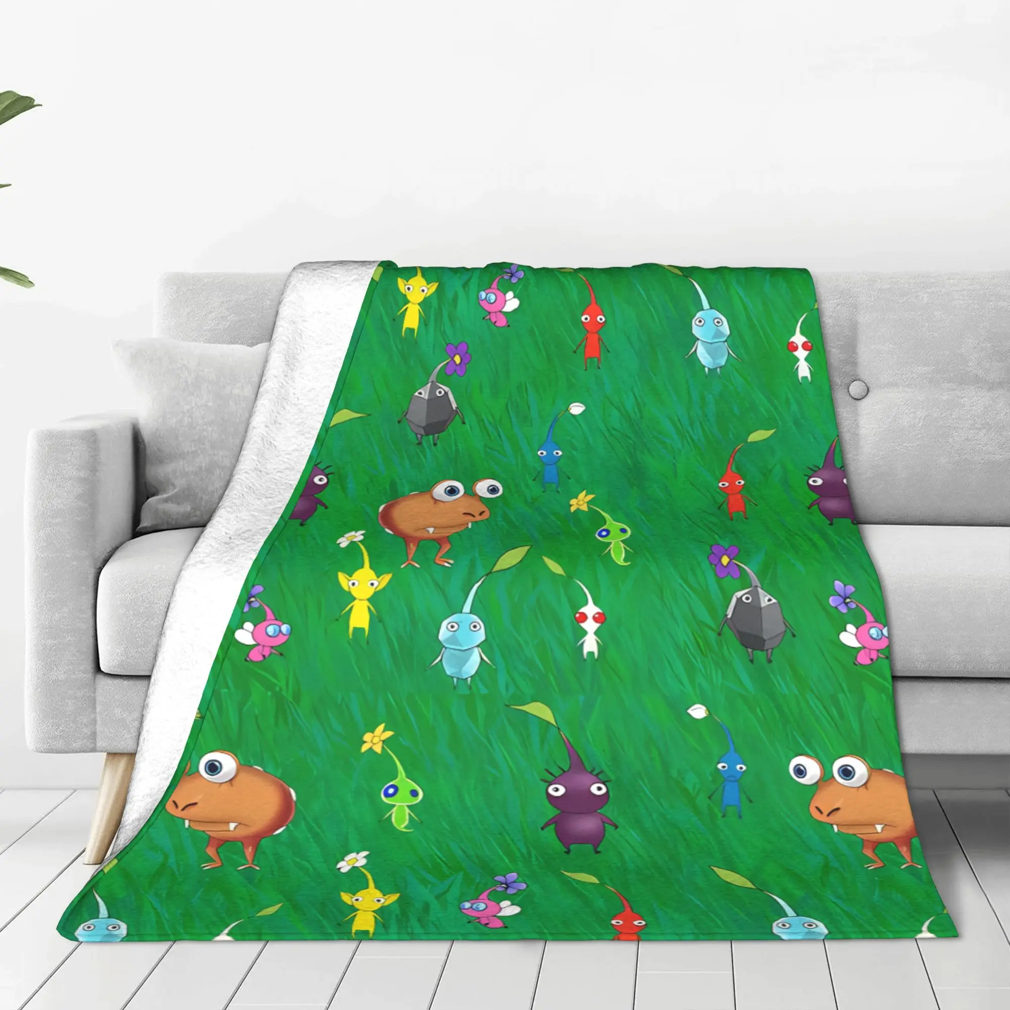 1PC Grassland Sprite Group Pikmin Home Room Decorations Winter Blankets For Adults Bedding Home Interior Sofa Knee