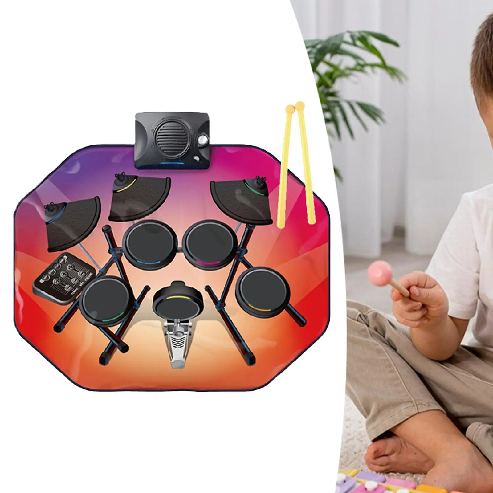 Electronic Drum Set Multipurpose Roll up Drum Practice Pad for Boys Girls