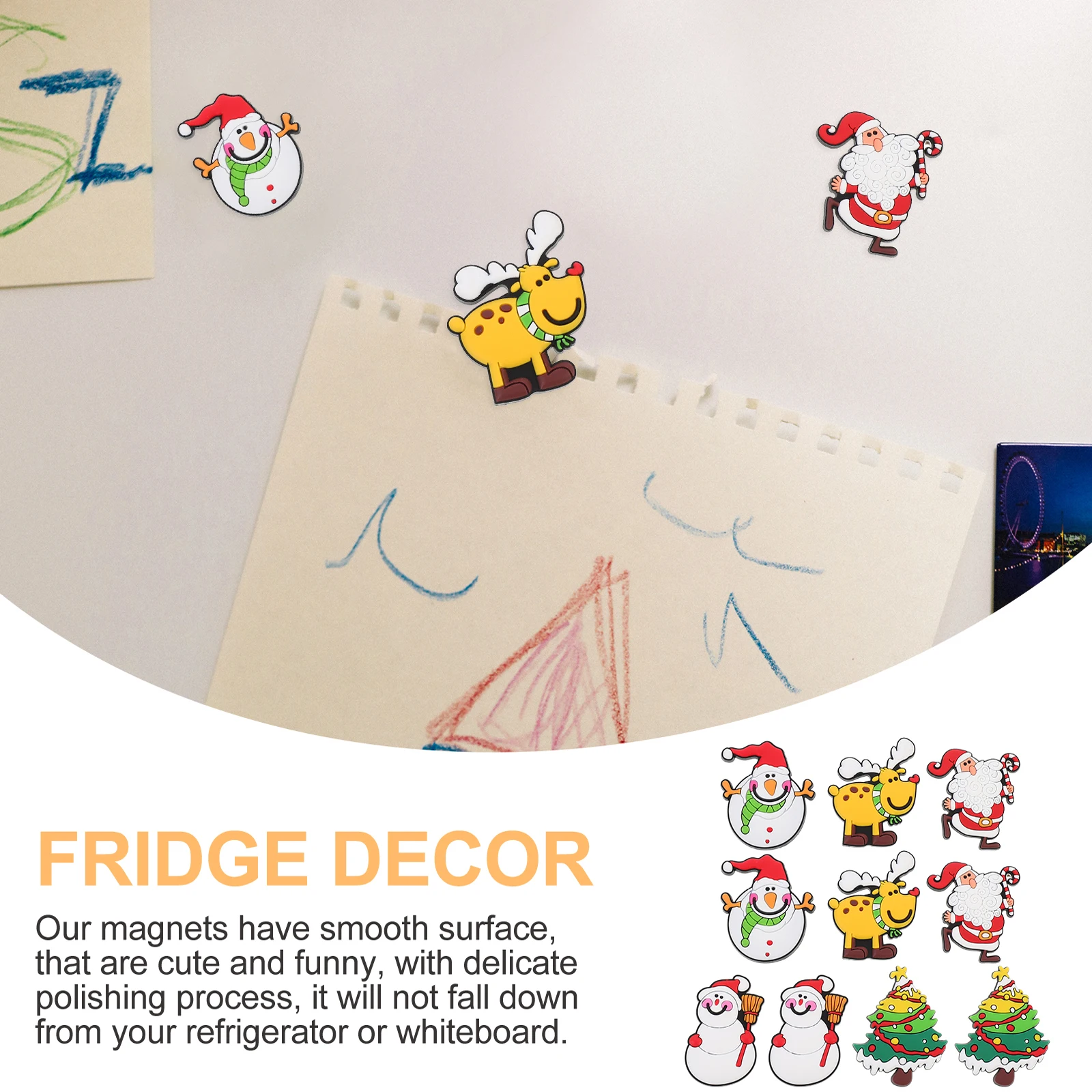 

10Pcs Refrigerator Magnets Cartoon Christmas Decorative Stickers for Fridge Home Party Supplies