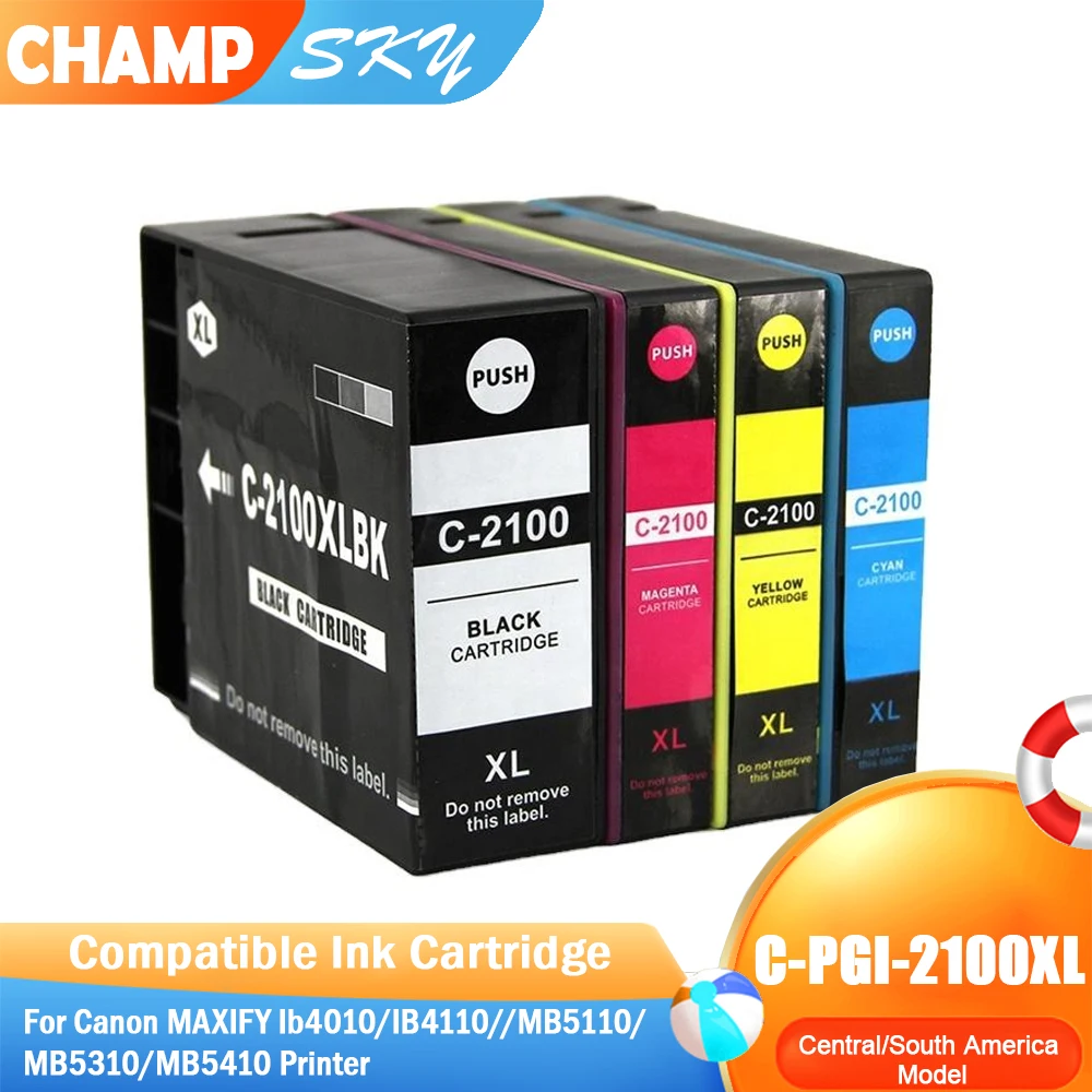 PGI2100 PGI-2100XL Premium Color Compatible Inkjet Ink Cartridge for Canon MAXIFY Ib4010/IB4110//MB5110/MB5310/MB5410 Printer