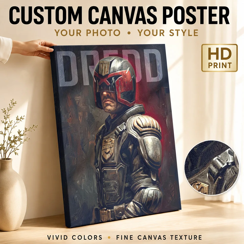 Judge Dredd Oil Painting Portrait Framed Canvas Poster Personalized Modern Aesthetic Wall Paintings Decoration for Dining Room