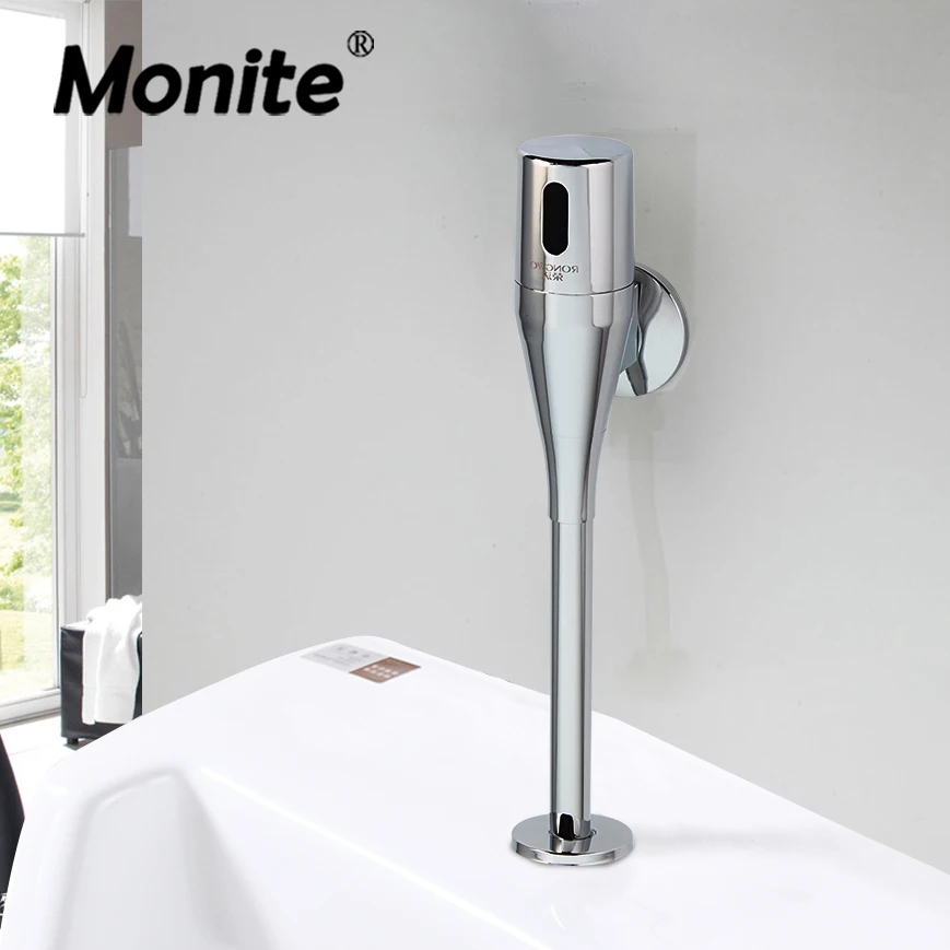 Monite Chrome Polonês Sensor Mictório Banheiro Accessorie Toalete Válvula de Descarga Automática Montagem na Parede Sensor Mictório Toque Torneira Mictório