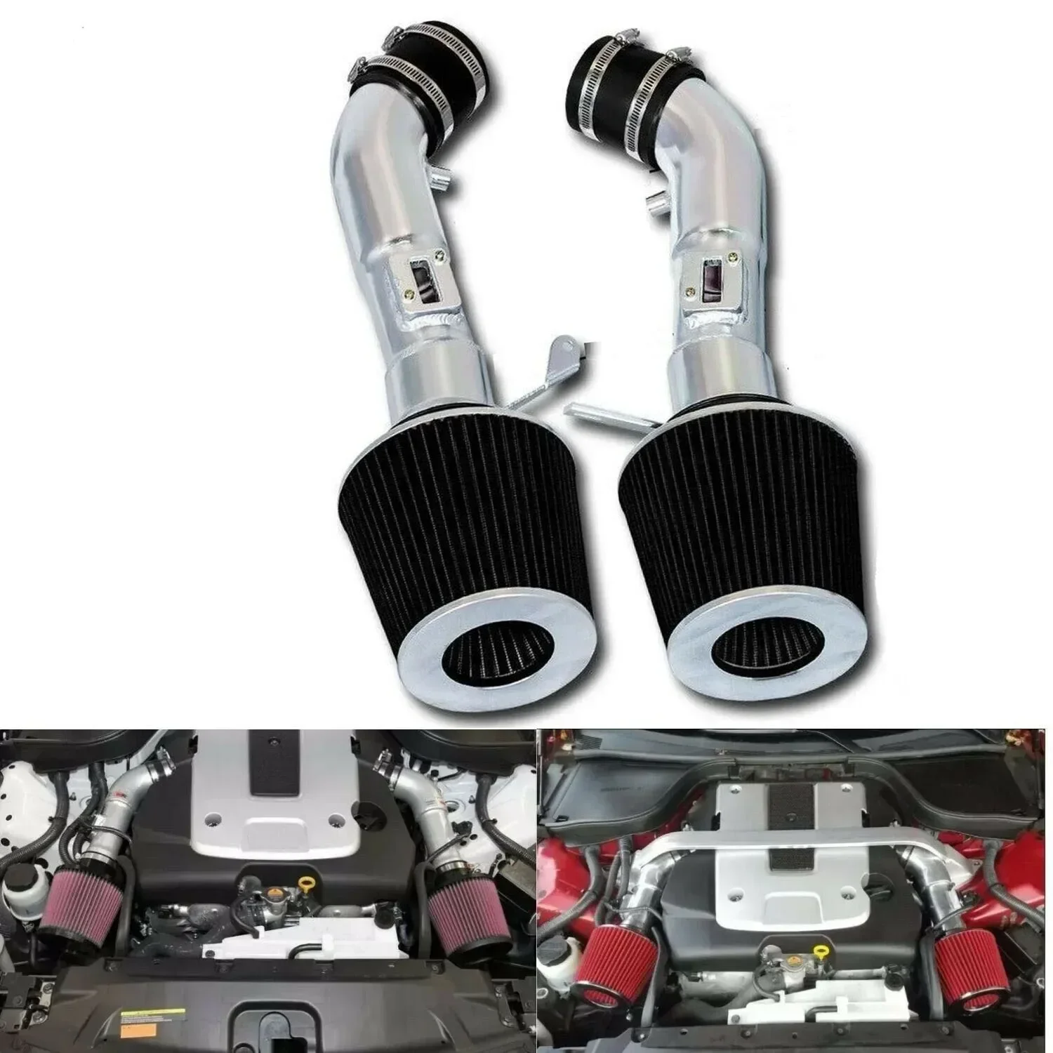 T-6061 Aluminum High Flow Cold Air Intake System Filter Kit for Infiniti G37 Base 3.7L 2008-2013 Nissan 370Z Engine Part