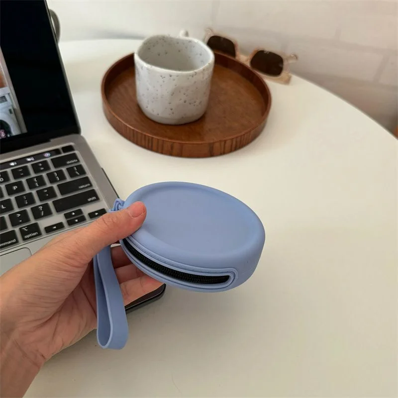 New Silicone Round Coin Purse，Waterproof Portable Data Cable Headphone Document Sundry Bag，ID Credit Card Storage Bags