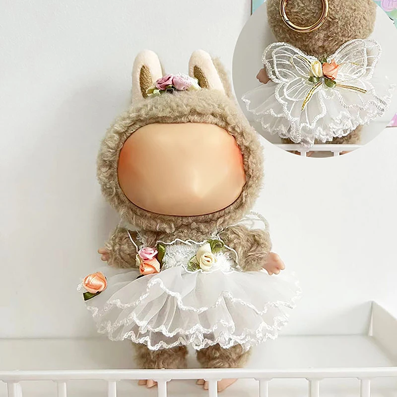 Cute Mini Plush Doll\'S Clothes Outfit Only Clothing Accessories For 17cm Labubu Dolls Sweater Hoodie Clothing DIY Kids Gifts