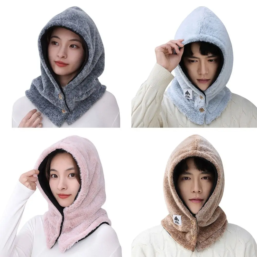 Fashion Winter Integrated Cap Scarf Ear Protection Warm Beanie Hat Scarf Casual Soft Scarf Set Hooded for Men Women