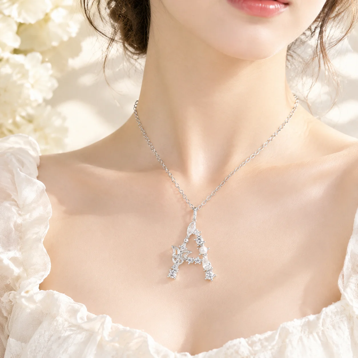 925 Fashion 26 English Letter Light Luxury Zircon Versatile Necklace for Women's Accessories