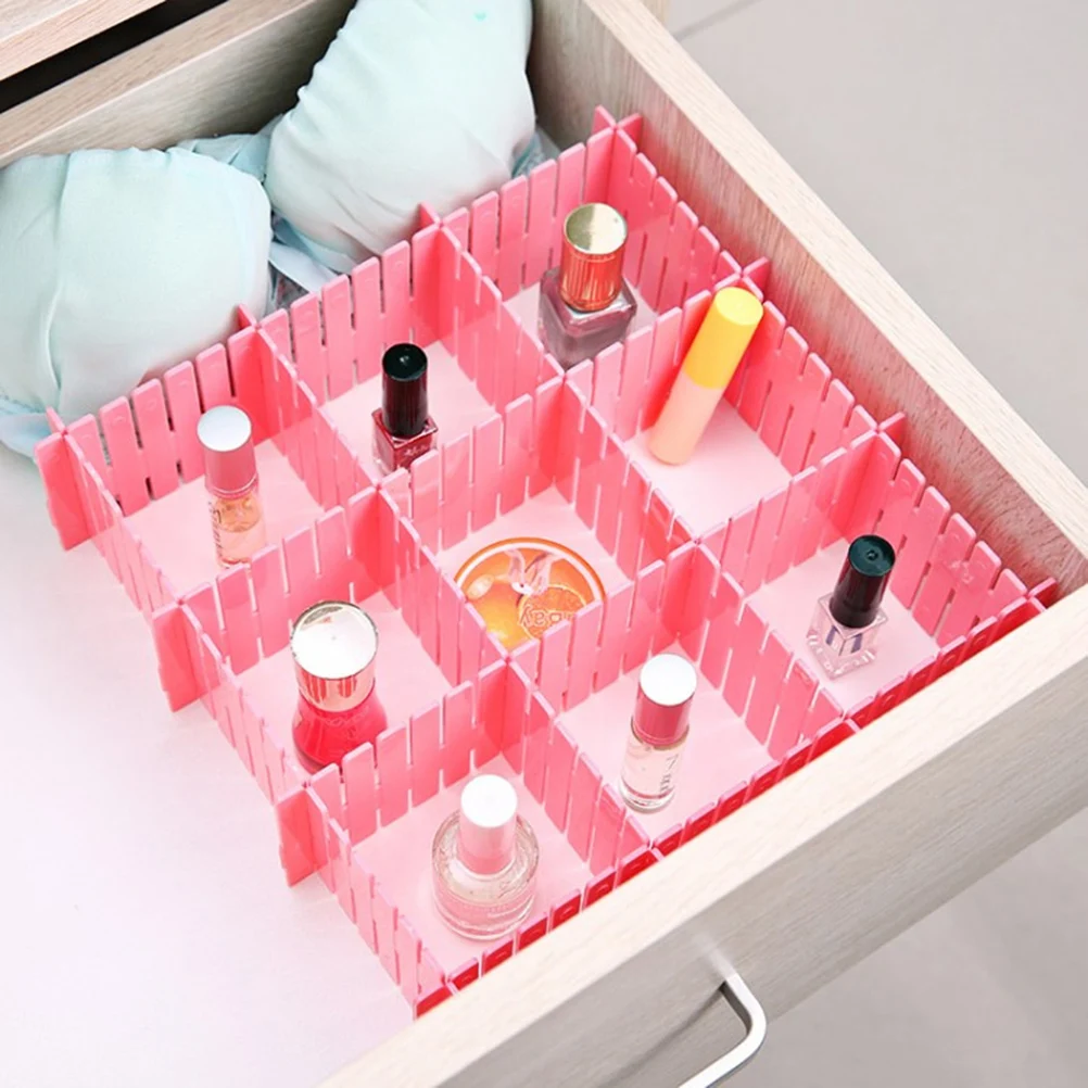 

32pcs Drawer Dividers Adjustable Closet Divider Boards Storage Organizers For Dresser Kitchen Drawer Sets Pink Easy Cut