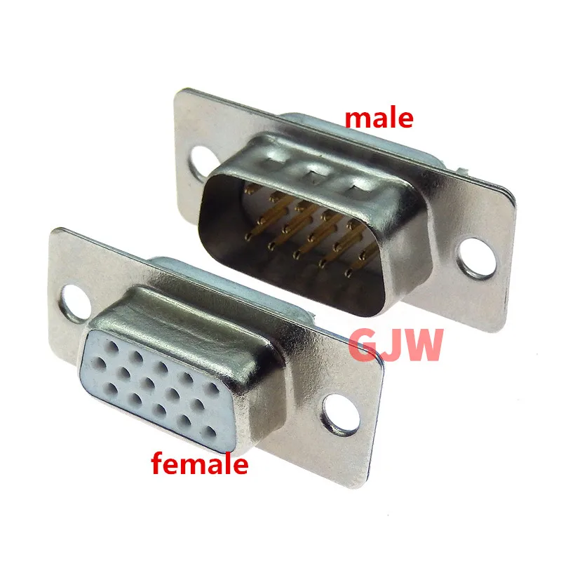 5pcConnector welding wire type DB15 15 hole pin 3 rows VGA Adapter male female plug socket serial port terminal Welded Connector