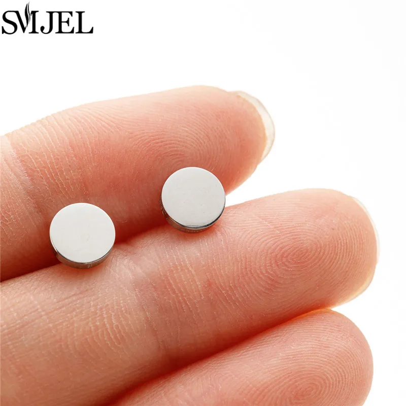 Women's Stainless Steel Mini Stud Earrings, Geometric Design