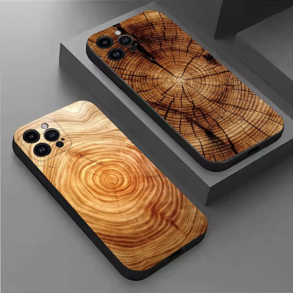 

Natural Wood Phone Case For iPhone 16,15,14,13,12,11 Plus,Pro Max,XS,X,XR,SE,Mini,8,7,Soft Silicone Black Cover