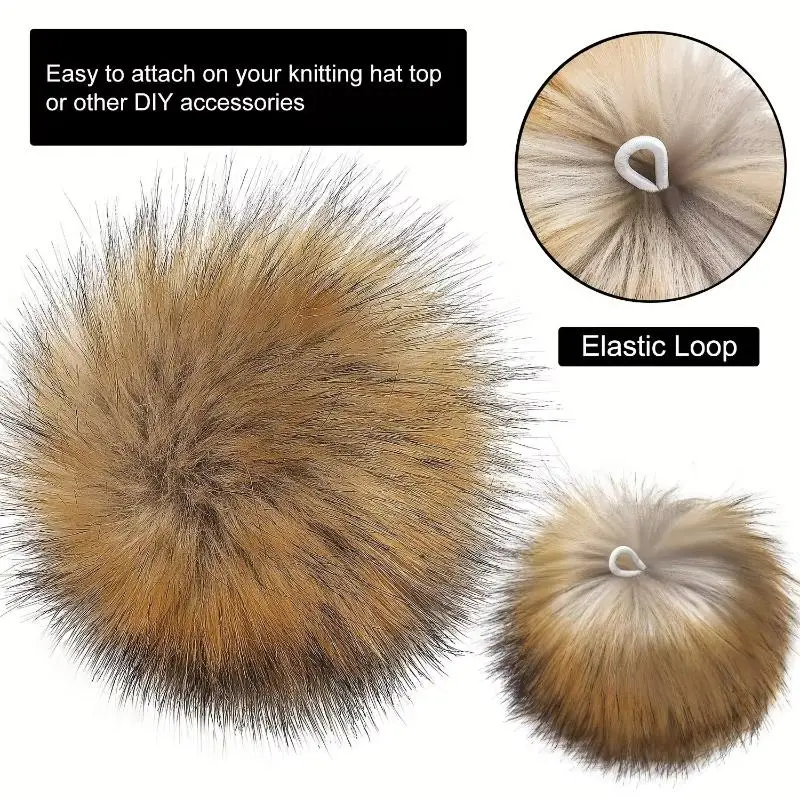 5Pcs Artificial Fur Pom Pom Ball 10cm Detachable Soft Elastic For Hats Scarves Keychains DIY Crafts Decoration