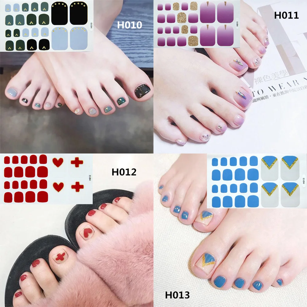 22 tips/sheet Beauty & Health Waterproof Nail Art Full Cover Nail Decorations Nail Stripe Manicure Decals Toe Nail Stickers