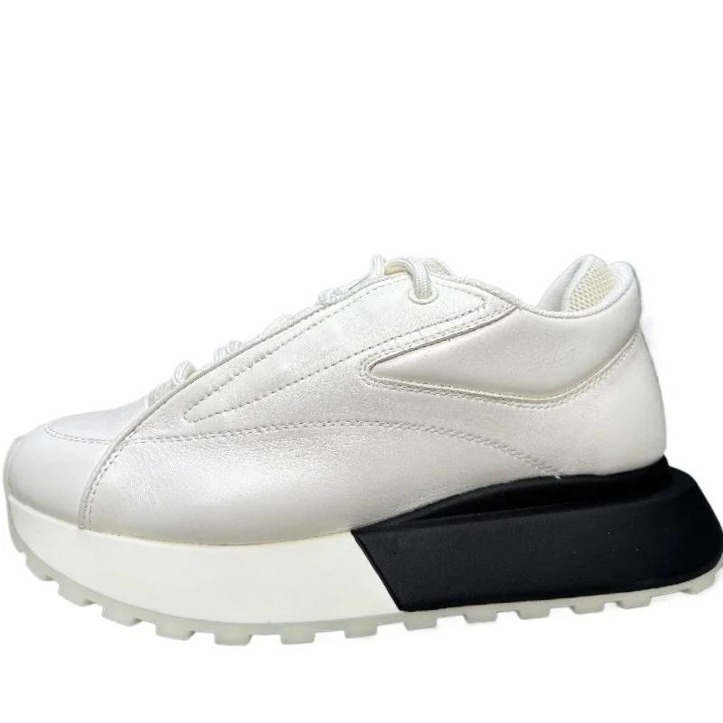 

Мужские повседневные кроссовки из натуральной кожи, белые, на толстой подошве, увеличивающие рост, удобные, дышащие, ручной работы, спортивные.