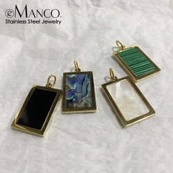 eManco retro classic square Tags Cards Charms Pendant Man DIY Stainless Steel Fashion Keychain Women Jewelry